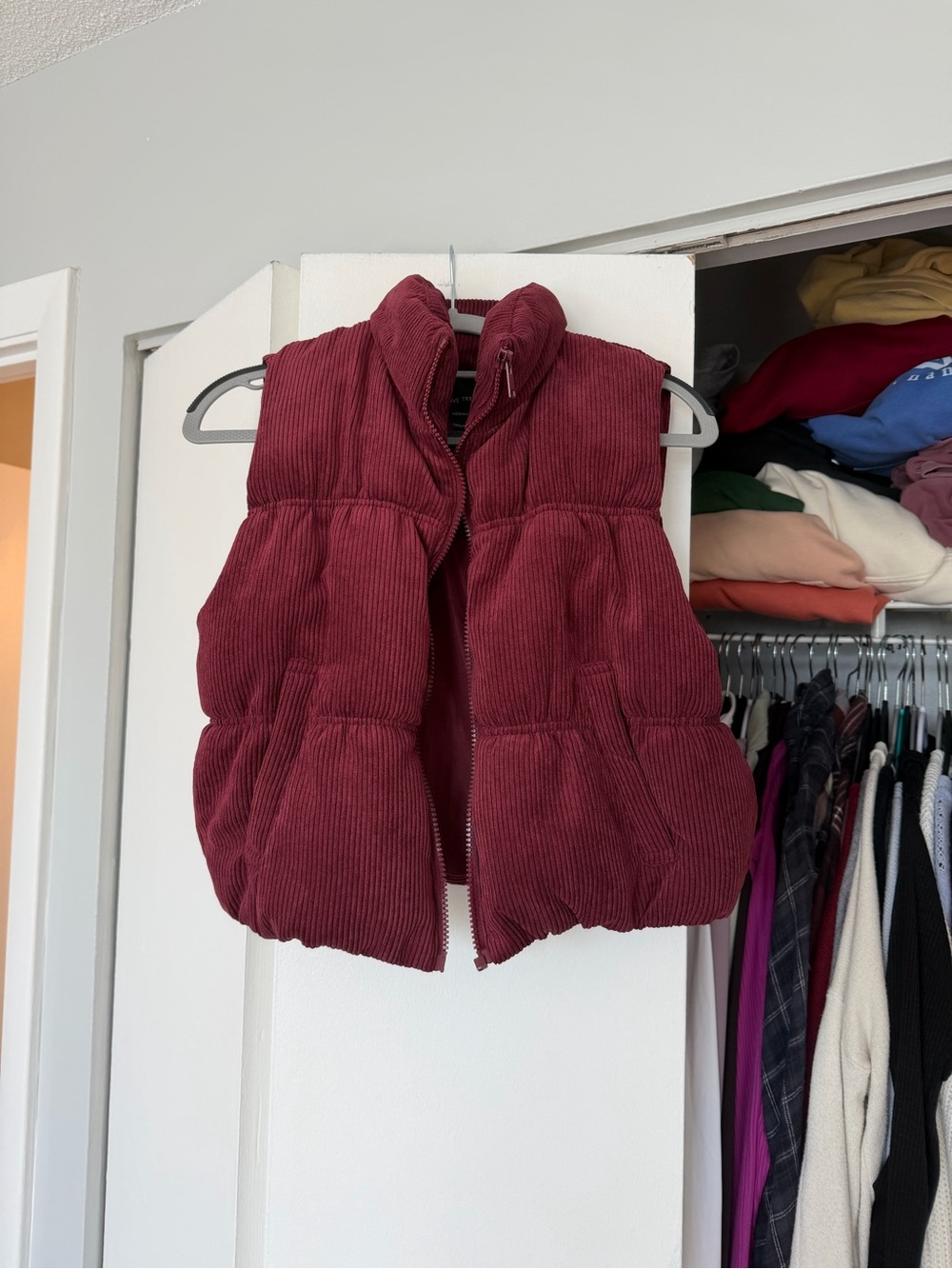 Love Tree Burgundy Corduroy Puffer Vest